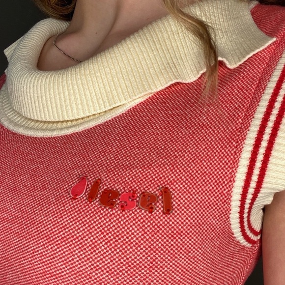 RARE Diesel Red Sleeveless Top w/ Front Neck Fold - Picture 2 of 10